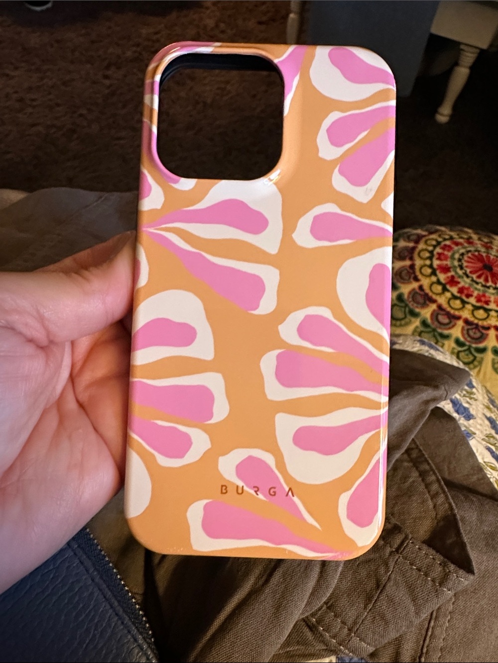 Burga Pink & Tan Abstract Pattern iPhone Case